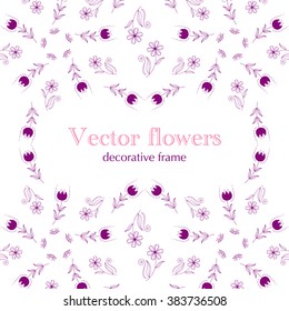 Vector floral frame isolated on white background. 