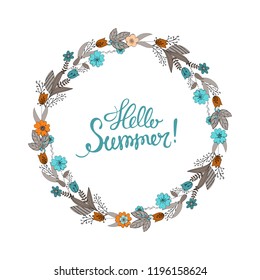 Vector floral frame with lettering