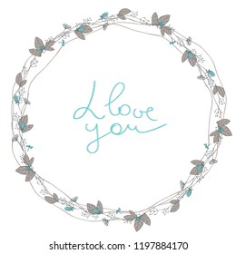 Vector floral frame with lettering