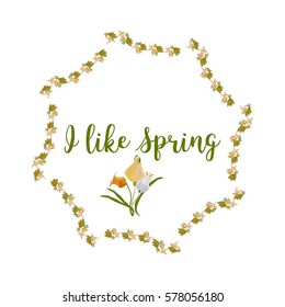 vector floral frame I like spring for cover, print, flowers