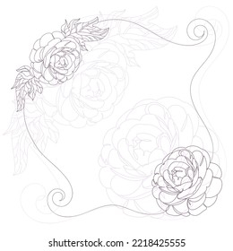 Vector floral frame line art illustration