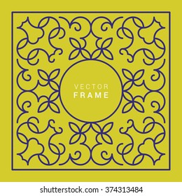 Vector Floral Frame. Line Art Vector Design Template