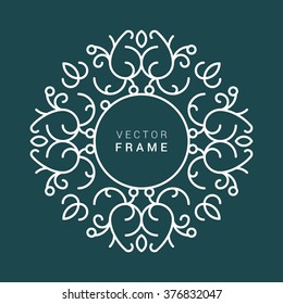 Vector Floral Frame. Line Art Vector Design Template. Vector Ornaments, Vector Decoration, Line Ornament, Ornament Background, Vector Background, Vintage Ornament.