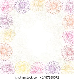 Vector floral frame line drawing