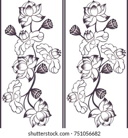 Vector of floral frame with lotus on white background