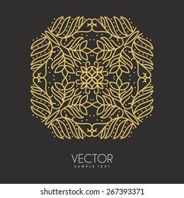 Vector Floral Frame. Mono Line Style Design Template