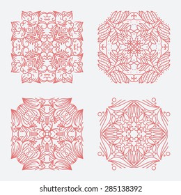 Vector Floral Frame. Mono Line Style Design Template