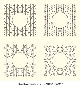 Vector Floral Frame. Mono Line Style Design Template