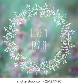 vector floral frame on beautiful blurred background