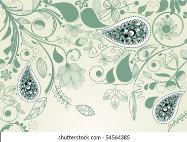 Vector floral frame with paisley