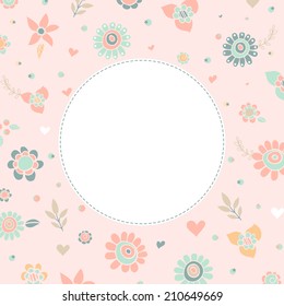 Vector floral frame in pastel color. Perfect for invitations or announcements.
