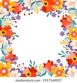 Vector floral frame with place for your text. Spring background. 