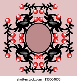 Vector floral frame with red  berries.   Eps 8