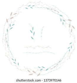 Vector floral frame. Round hand drawn floral frames on white background. Design elements for wedding cards, prints, greeting cards illustration