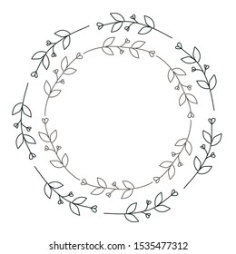 Vector floral frame. Round hand drawn floral frames on white background. Design elements for wedding cards, prints, greeting cards illustration