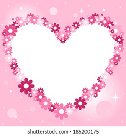 Vector floral frame in a shape of a heart