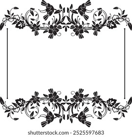 Vector floral frame with traditional Japanese ornaments, created by author, not AI generated. Retro oriental style, exquisite wedding decoration design, vinyl and laser ready.