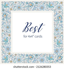 Vector floral frame, vignette, border, card design template. Elements in Eastern style. Floral premade card. Arabic ornament. Isolated ornaments. Ornamental decoration for invitations, cards