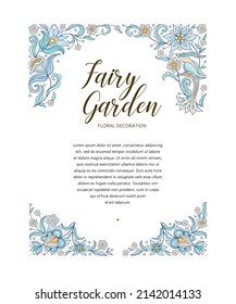 Vector floral frame, vignette, border, card design template. Elements in Eastern style. Floral borders, flower illustration. Arabic ornament. Isolated ornaments. Ornamental decoration for invitations