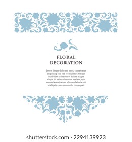 Image vectorielle cadre floral, vignette, bordure, modèle de création de carte. Éléments de style oriental. Bordure de silhouette florale, carte préfabriquée. L'ornement arabe. Des ornements isolés. Décoration ornementale sur invitation
