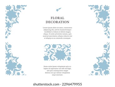 Marco floral vectorial, viñeta, borde, plantilla de diseño de tarjeta. Elementos de estilo oriental. Borde de silueta floral, tarjeta prefabricada. Ornamento árabe. Ornamentos aislados. Decoración ornamental para invitaciones
