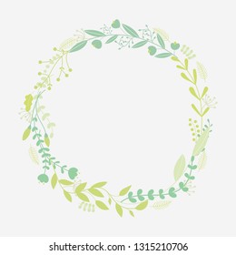vector floral frame with wild flowers, hand drawn template