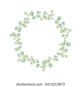 Vector floral frame wreath on white background.