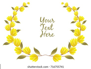 Vector floral frame with yellow and blue flowers