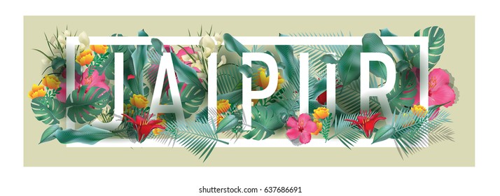 vector floral framed typographic JAIPUR city artwork