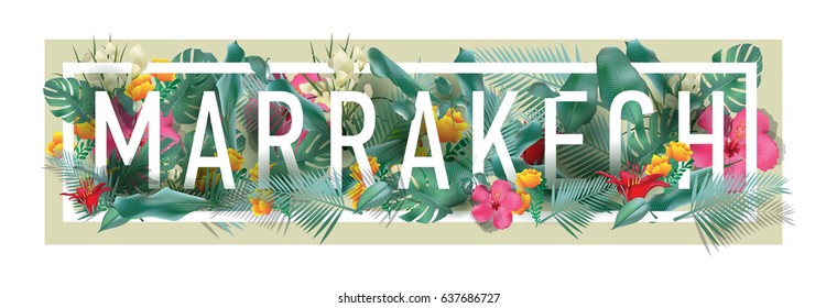 vector floral framed typographic MARRAKECH city artwork