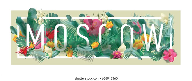 vector floral framed typographic MOSCOW city artwork