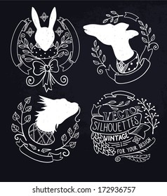 vector floral frames with abstract animal silhouettes