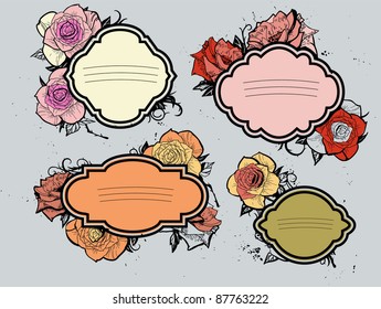 vector floral frames with blooming roses