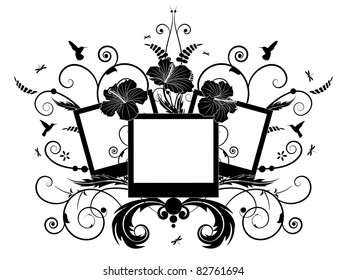 vector floral frames with flowers of hibiscus