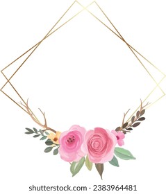 Vektor Blumenrahmen und Blumen im Aquarell-Stil für Hochzeitskarten und Einladungen.
