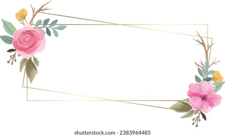 vector floral frames and flowers in watercolor style for wedding cards and invitations.