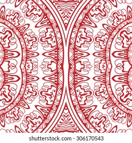 Vector floral and geometric background seamless pattern. Tribal ethnic ornament. Arabic Indian motif, lace fabric texture.