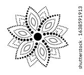 Vector floral geometric design. Dotted element with flower on white background. Decorative picture with flowery elements, pattern. Image for greeting cards and invitations.