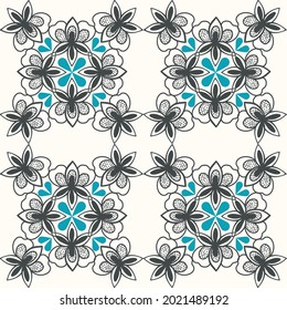 Vector Floral Geometric Design. Patchwork Concept Oriental  Ornament. Seamless Pattern.