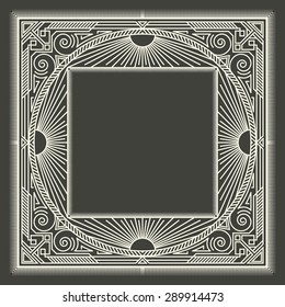 Vector floral and geometric monogram frame on dark gray background. Monogram design element. Vintage styled initial decoration. 