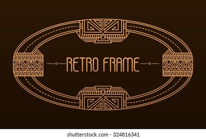 Vector floral and geometric monogram frame with sample text on dark gray background. Monogram design element. Vintage styled text decoration. 