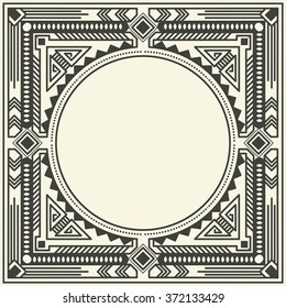 Vector floral and geometric monogram frame on dark gray background. Monogram design element. Vintage styled initial decoration. 