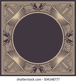 Vector floral and geometric monogram frame on dark gray background. Monogram design element. Vintage styled initial decoration. 