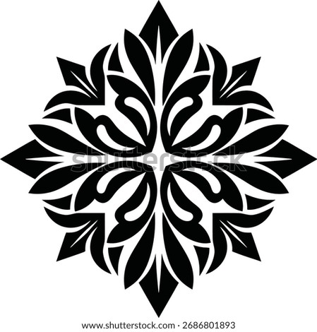 Vector floral geometric ornament inspired by Toraja carving style, abstract symmetrical decorative design