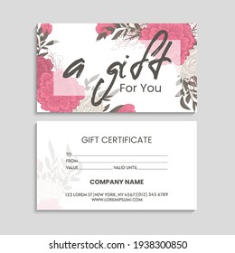 Certificado de regalo floral vectorial o plantilla de fondo de tarjeta.