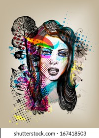 Vector Floral Girl