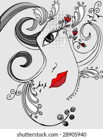 vector floral girl