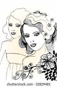 vector floral girl