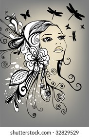 vector floral girl