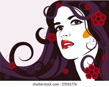 vector floral girl